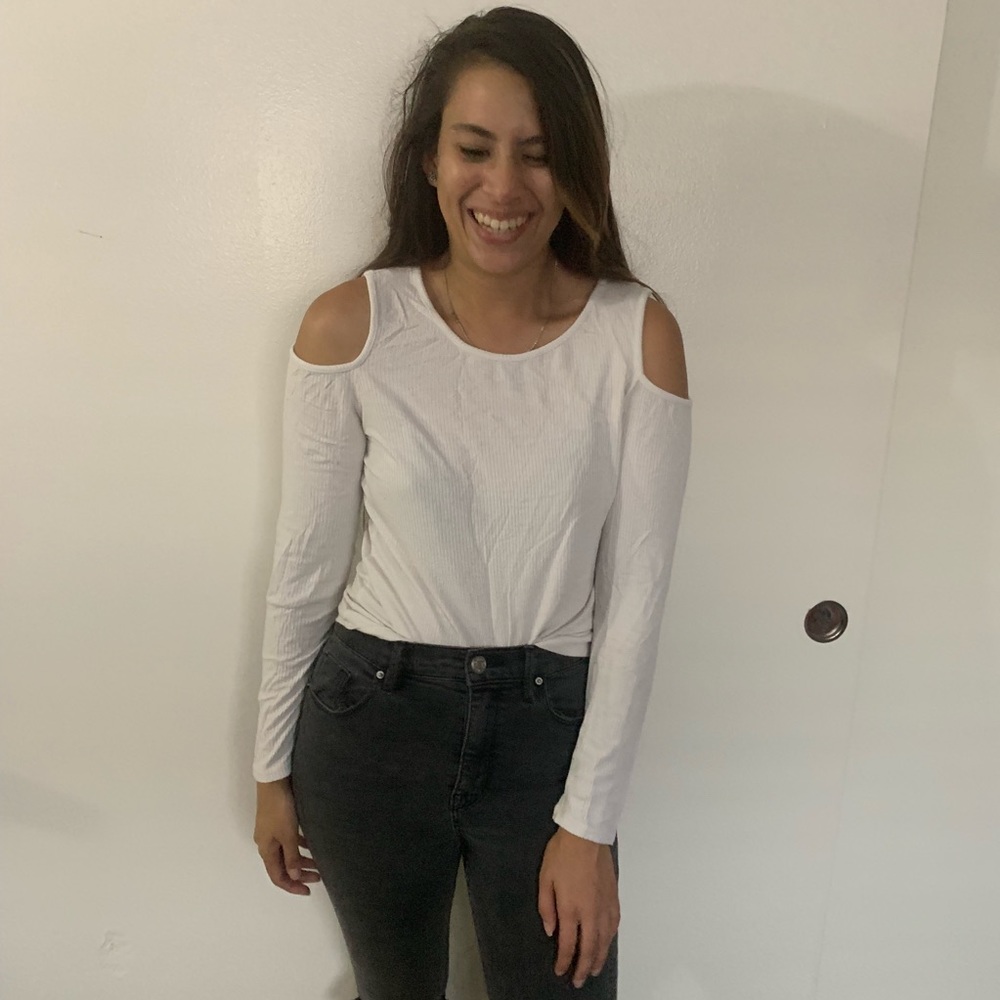 White Cold Shoulder Tee